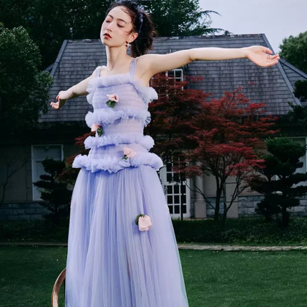 Urban Revivo x Reverie Caroline Hu Lavender Tulle Dress